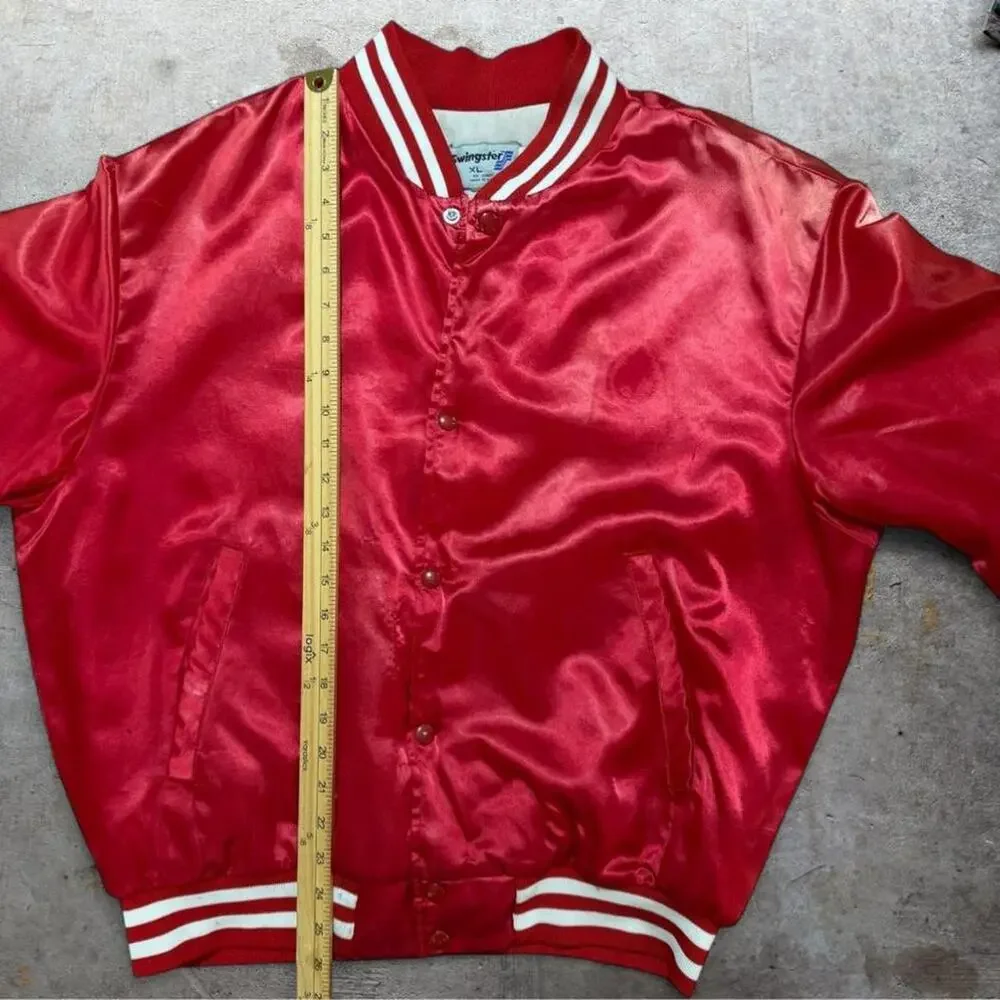 Vintage 80s 90s swingster red nylon letterman jacket
